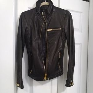 Women's Via Spiga Leather Jacket Size XS